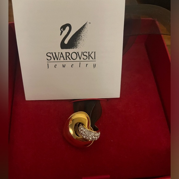 SWAROVSKI Crystal Red Heart RibbonGold Pendant - Picture 2 of 3